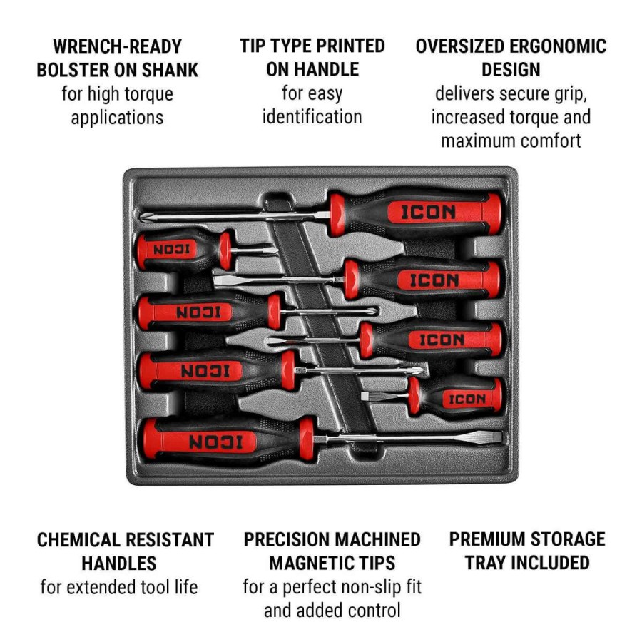 Tools * | Professional Mechanic'S Screwdriver Set, 8 Piece Icon Outlet