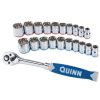 Tools * | 3/8 In. Drive Sae & Metric Chrome Socket And Ratchet Set, 21 Piece Quinn Online