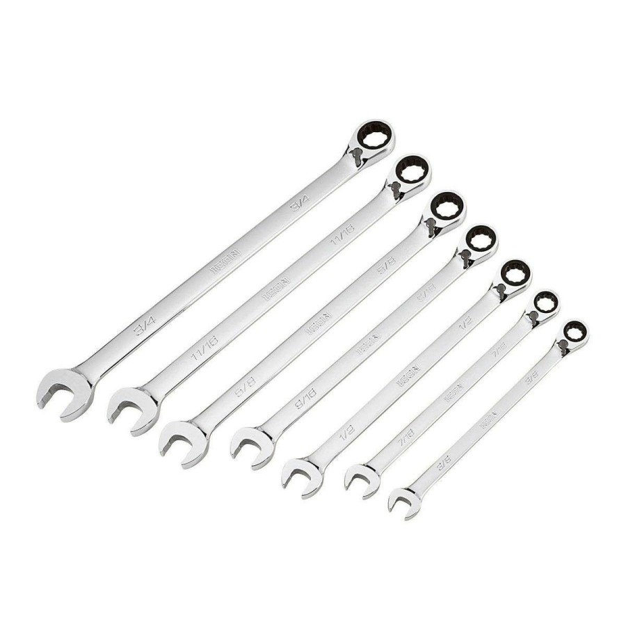 Hand Tool * | Sae Professional Ratcheting Combination Wrench Set With Anti-Slip Grip, 7 Piece Icon Free Delivery