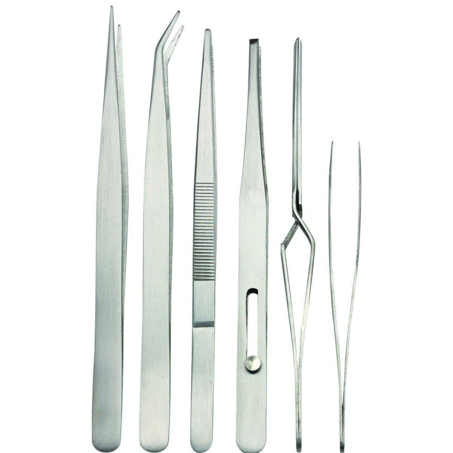 Tools * | Stainless Steel Tweezers Set, 6 Piece Hft Free Delivery