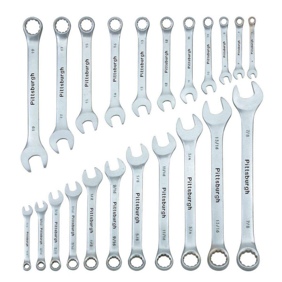 Hand Tool * | Fully Polished Sae & Metric Combination Wrench Set, 22 Piece Pittsburgh Hot Sale